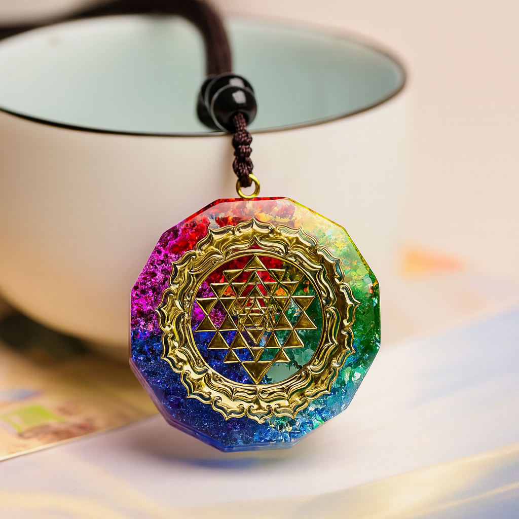 Orgone Pendant Necklace Metatron Cube Orgonite Energy Pendant 7 Chakras Reiki Healing EMF Protection Crystal Necklace
