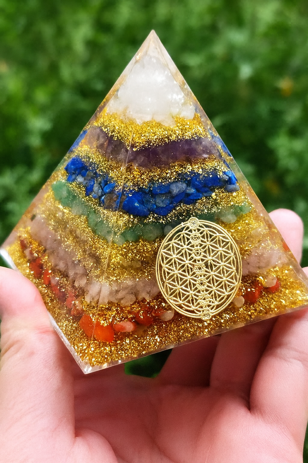 Orgonite Seven Chakra Energy Pyramid Aura Divination Supplies Meditation Ornaments Resin Craft EMF Protection Lucky Stone