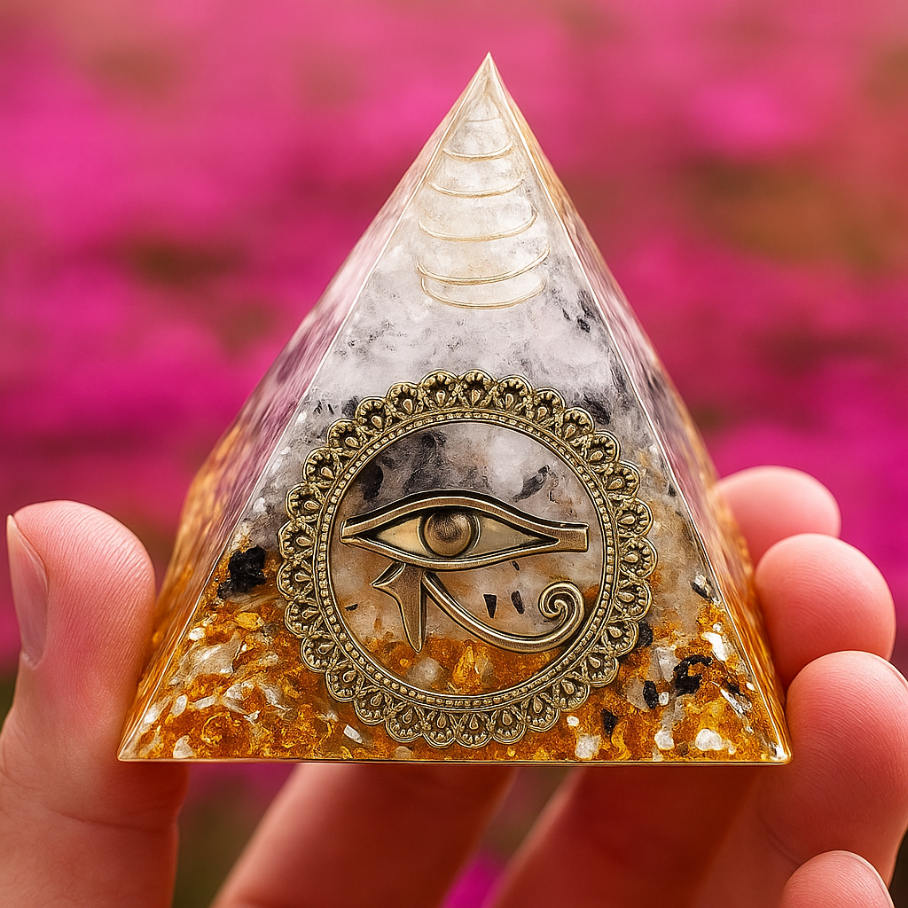 Natural Rutilated Quartz Orgonite Eye Of The Pyramid Healing Crystals Energy Reiki Chakra Multiplier Meditation Lucky Stone