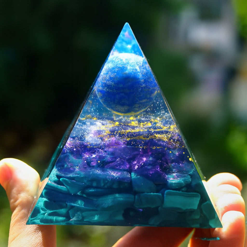 Green Malachite & lapis lazuli Quartz Orgone Pyramid 60MM Crystal Gravel Reiki Energy Healing Chakra Meditation