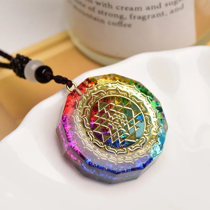 Orgone Pendant Necklace Metatron Cube Orgonite Energy Pendant 7 Chakras Reiki Healing EMF Protection Crystal Necklace