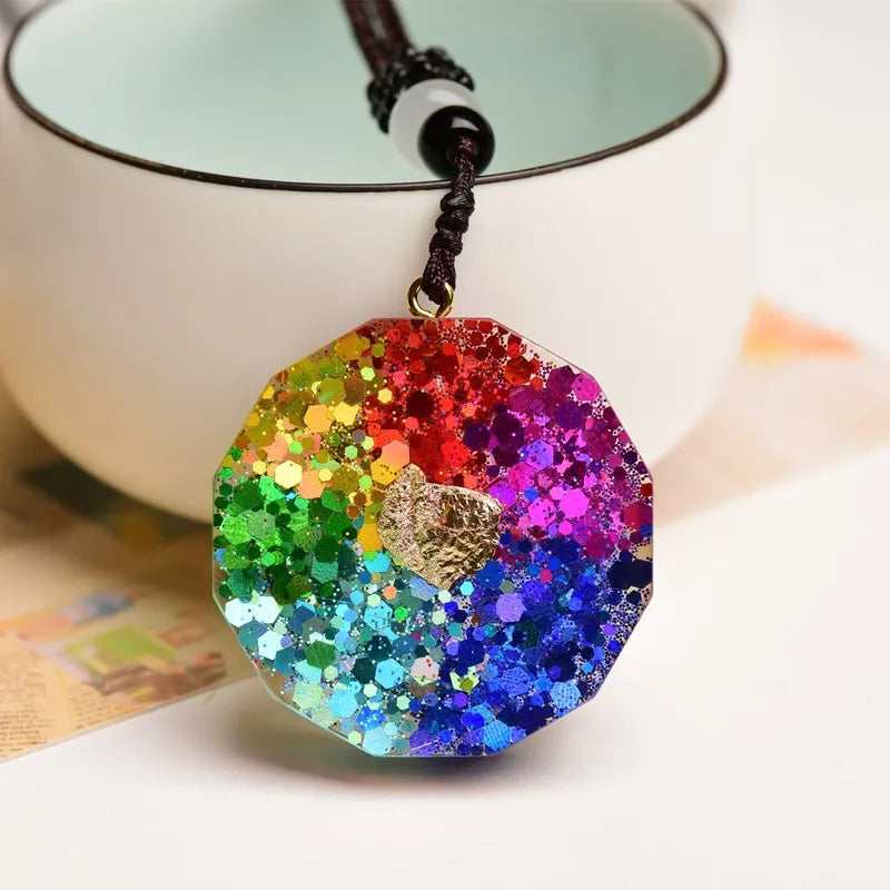 Orgone Pendant Necklace Metatron Cube Orgonite Energy Pendant 7 Chakras Reiki Healing EMF Protection Crystal Necklace