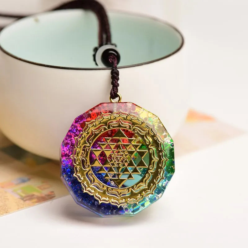 Orgone Pendant Necklace Metatron Cube Orgonite Energy Pendant 7 Chakras Reiki Healing EMF Protection Crystal Necklace