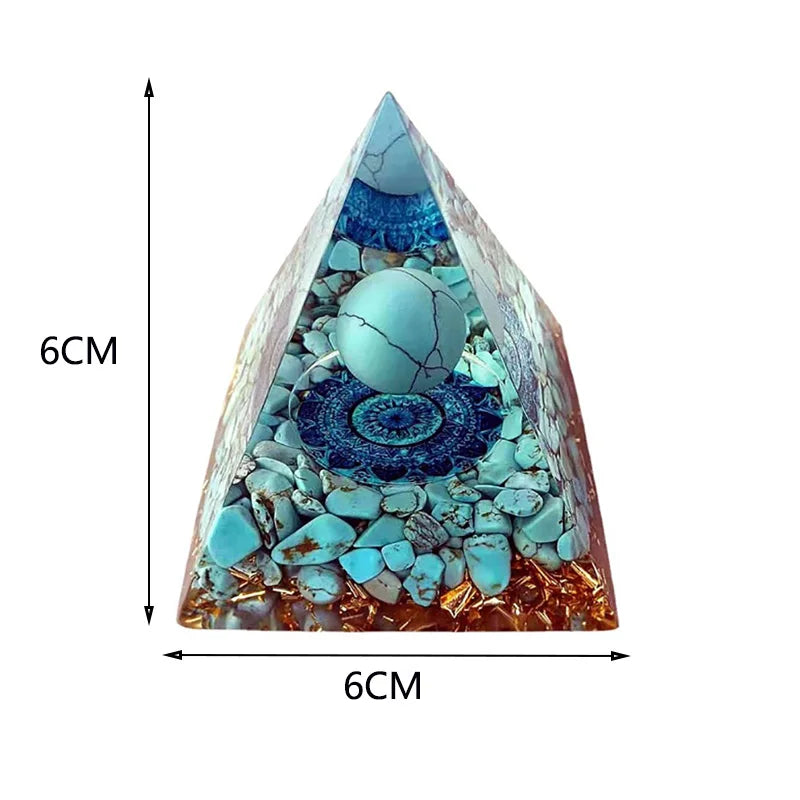 Handmade Orgonite Pyramid Healing turquoise Energy Reiki Chakra Multiplier Meditation Lucky Gather Wealth Stone Orgone