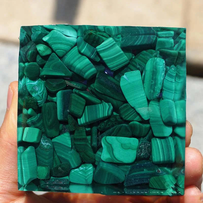Green Malachite & lapis lazuli Quartz Orgone Pyramid 60MM Crystal Gravel Reiki Energy Healing Chakra Meditation