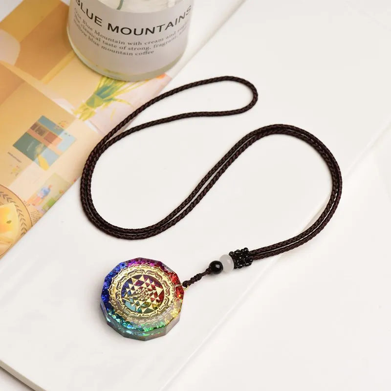 Orgone Pendant Necklace Metatron Cube Orgonite Energy Pendant 7 Chakras Reiki Healing EMF Protection Crystal Necklace