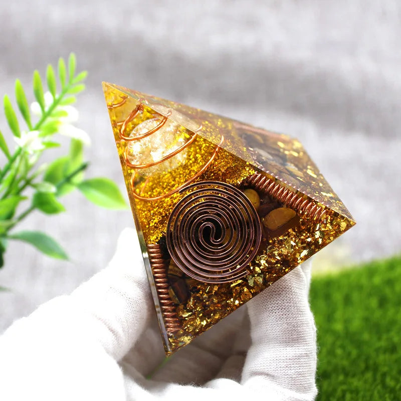 Crystals Stone Orgone Pyramid Energy Generator Natural White Crystal Ball Chakra Meditation Tool Room Decor Christmas Gift