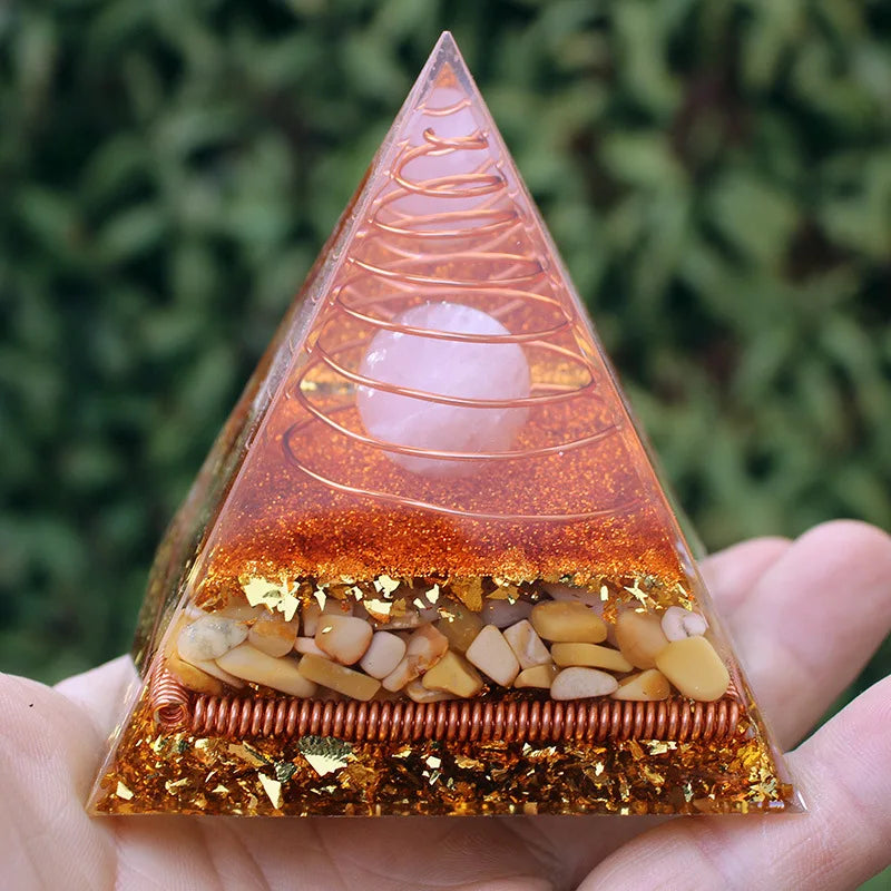Pink Crystal Ball Large Orgonite Pyramid Orgone Tree Of Life 8CM Energy Generator For Living Room