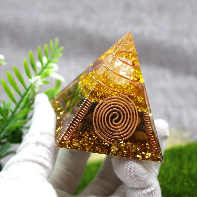 Crystals Stone Orgone Pyramid Energy Generator Natural White Crystal Ball Chakra Meditation Tool Room Decor Christmas Gift