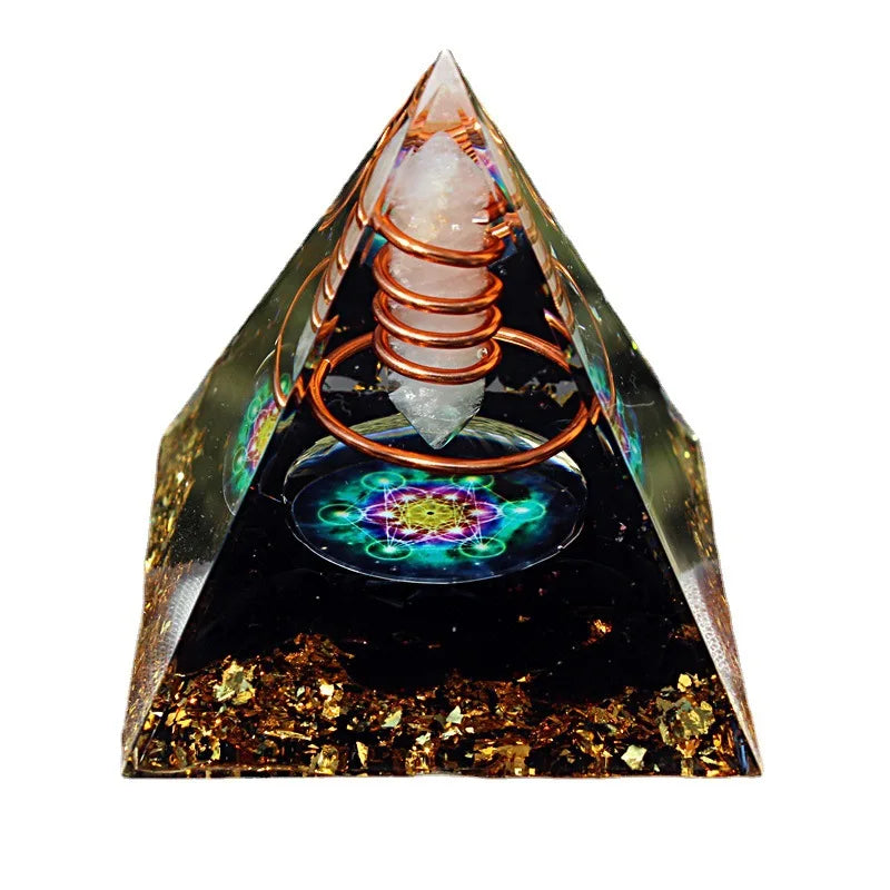 Energy Generator Orgone Pyramid Copper Wire Is Wrapped Around Crystal Posts Orgonite Pyramid Emf Protector