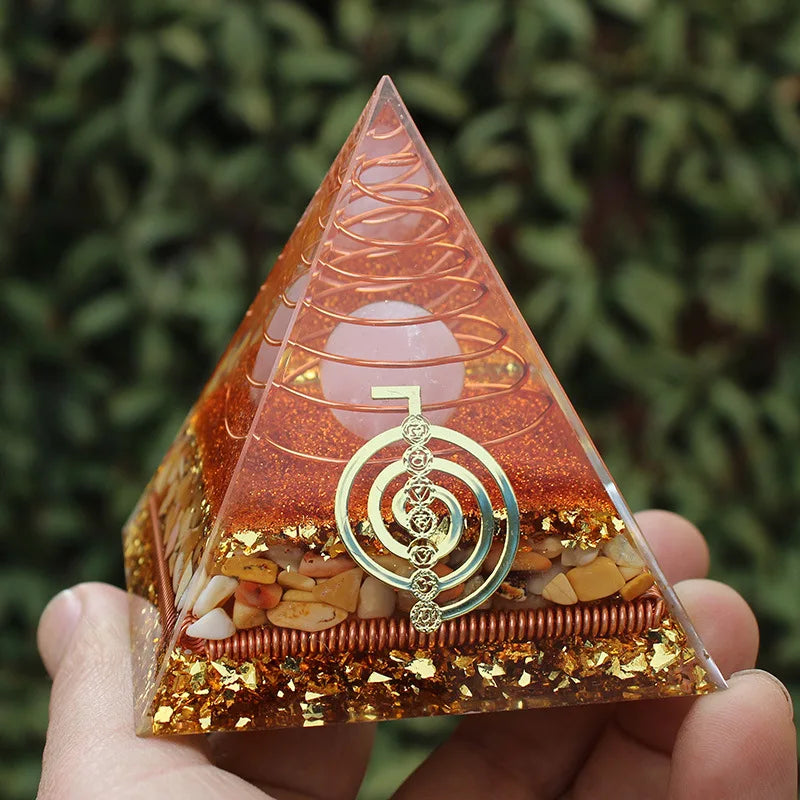 Pink Crystal Ball Large Orgonite Pyramid Orgone Tree Of Life 8CM Energy Generator For Living Room
