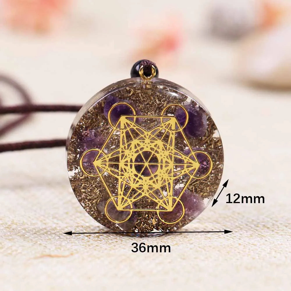 Natural Amethyst Orgone Pendant Necklace Women Mixed Crystal Chip Stone Adjustable Healing Energy Jewelry