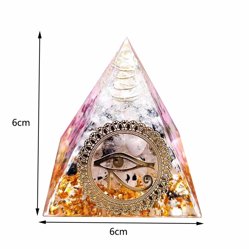Natural Rutilated Quartz Orgonite Eye Of The Pyramid Healing Crystals Energy Reiki Chakra Multiplier Meditation Lucky Stone