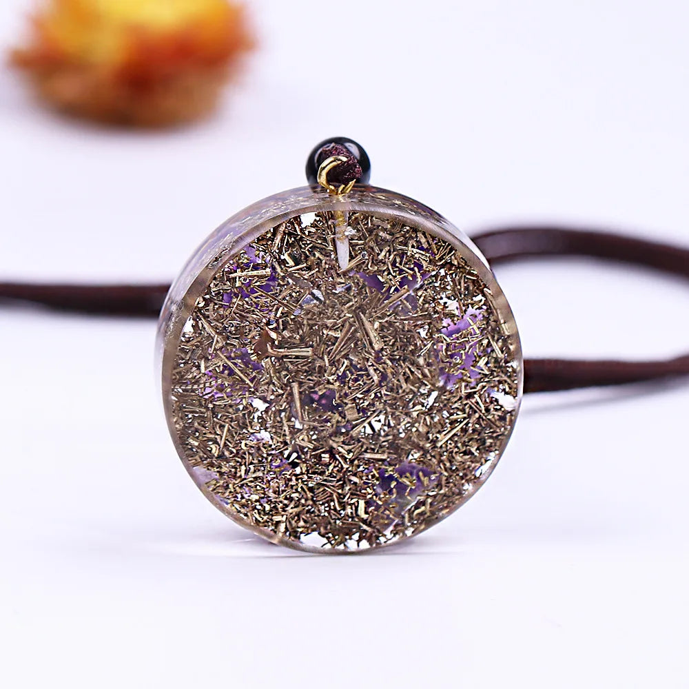 Natural Amethyst Orgone Pendant Necklace Women Mixed Crystal Chip Stone Adjustable Healing Energy Jewelry