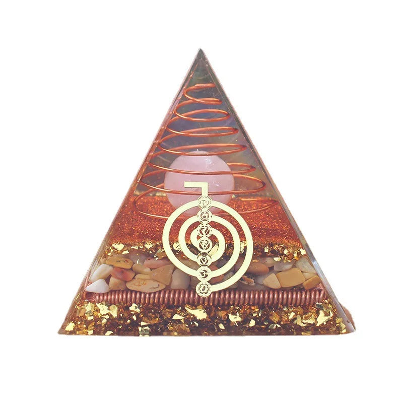 Pink Crystal Ball Large Orgonite Pyramid Orgone Tree Of Life 8CM Energy Generator For Living Room