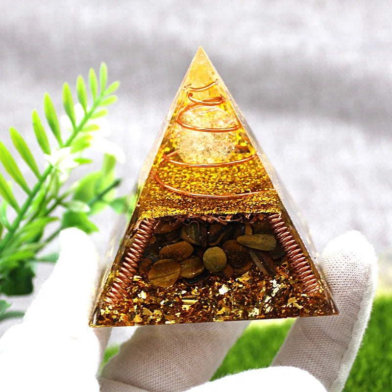 Crystals Stone Orgone Pyramid Energy Generator Natural White Crystal Ball Chakra Meditation Tool Room Decor Christmas Gift